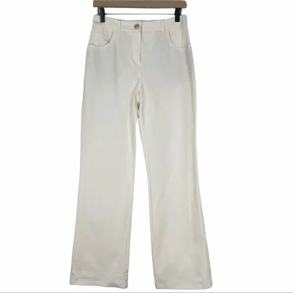 St. John Collection Ivory Wide Leg Trousers Size 4 - Picture 1 of 11